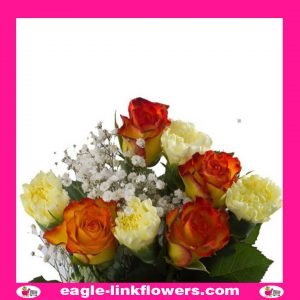 Mixed Bouquet of Roses, Carnation and Gypsophila - Mixed Bouquets