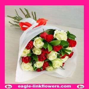 Mixed Bouquet of Roses and Ruscus - Mixed Bouquets
