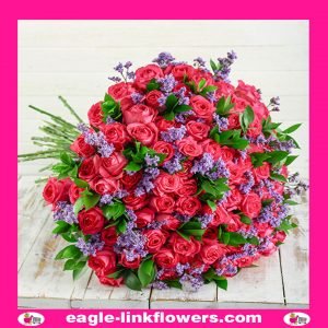 Mixed Bouquet of roses, limonium and ruscus - Mixed Bouquets